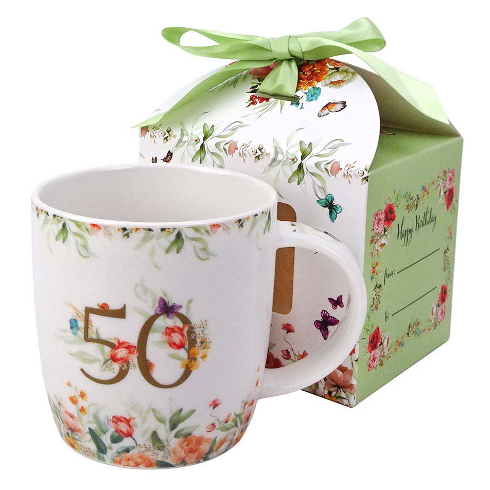 DUO Occasional Mug 400ml, Birthday “50”, in a giftbox with a ribbon