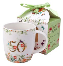 DUO Occasional Mug 400ml, Birthday “50”, in a giftbox with a ribbon