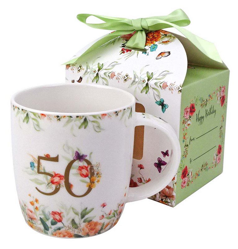 DUO Occasional Mug 400ml, Birthday “50”, in a giftbox with a ribbon