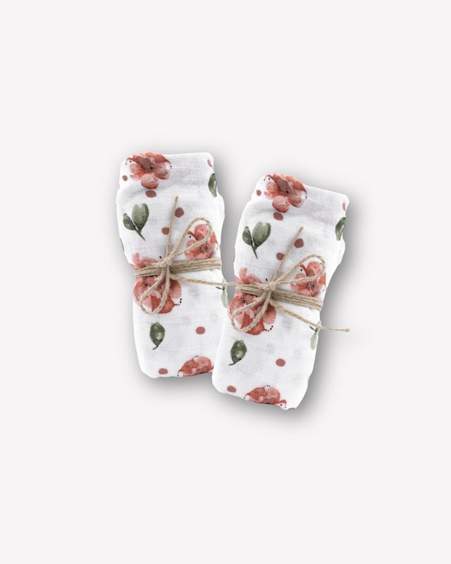 Muslin klud økologisk bomuld 60x60cm • Vintage Rose • Sæt med 2 (uden pose)