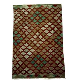 Alfombra Kilim afgana hecha a mano de madera de cerezo