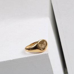 Lucy - Signet Butterfly Gold Ring