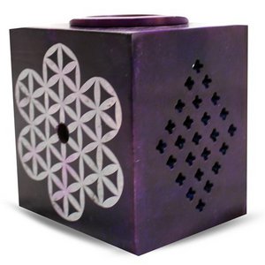 Flower of life on spiritual purple soapstone aromaburner