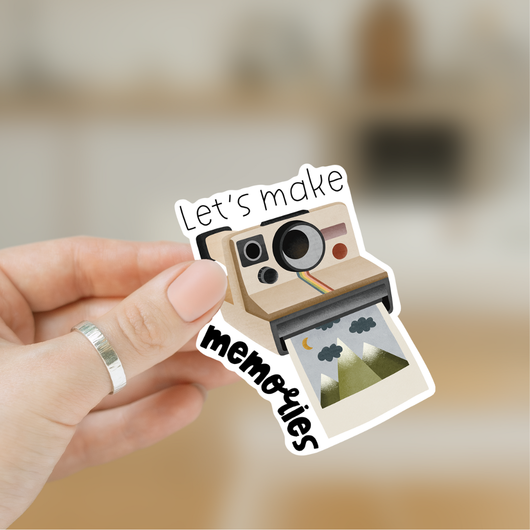 Sticker Polaroid Camera Adventure - Vinyl Sticker "let's make memories"