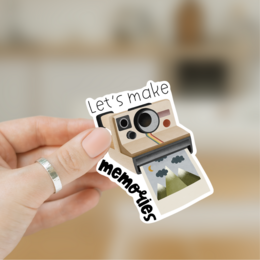 Sticker Polaroid Camera Adventure - Vinyl Sticker "let's make memories"