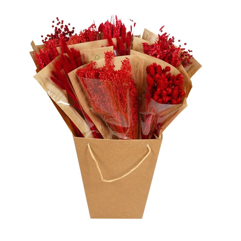 Getrocknete Blumen-Monobündel – Rot