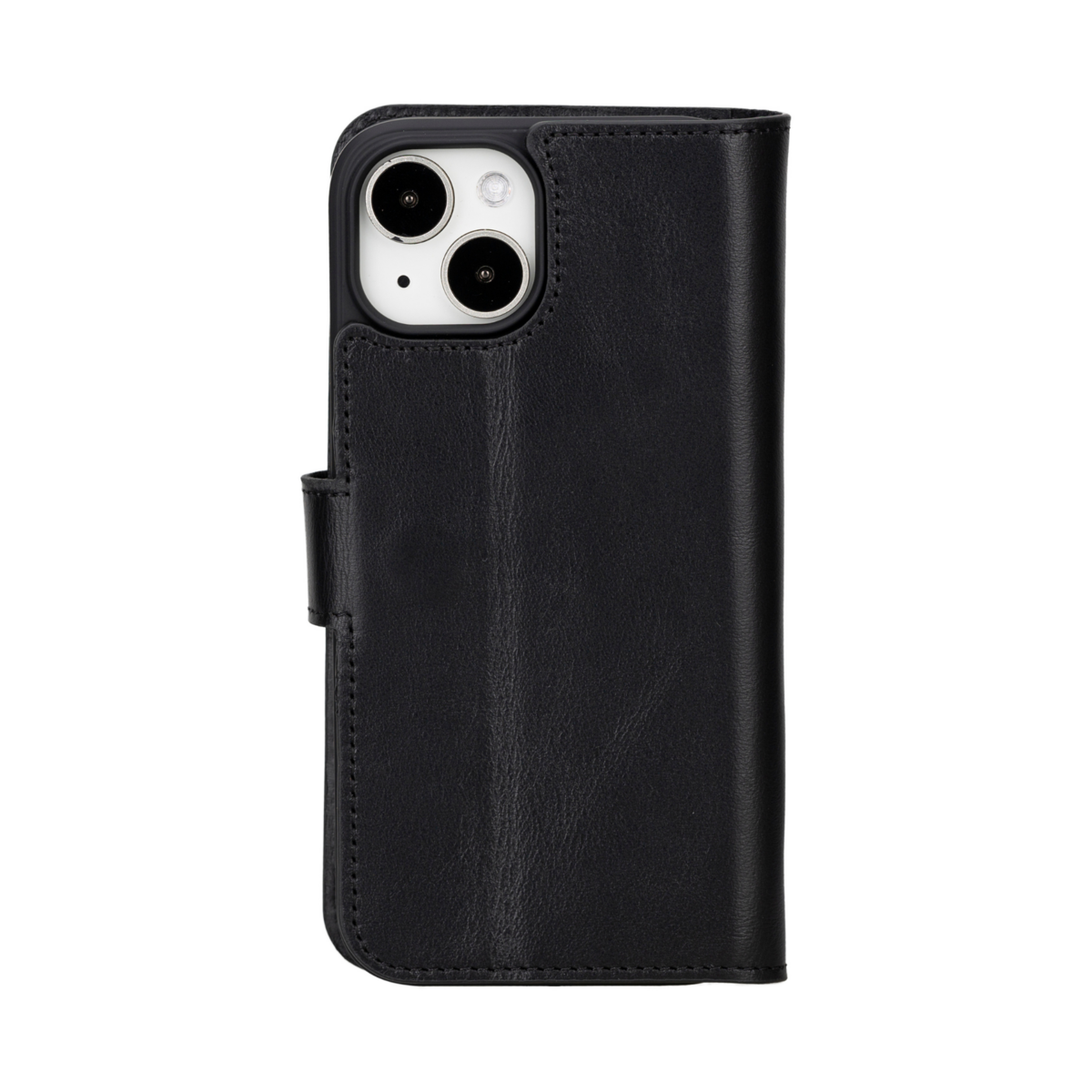 iPhone 14 Buchkoffer - schwarzes Leder