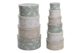 CAJA SET 10 CAJA 37,5X37,5X18 REDONDA BEIGE CG200397