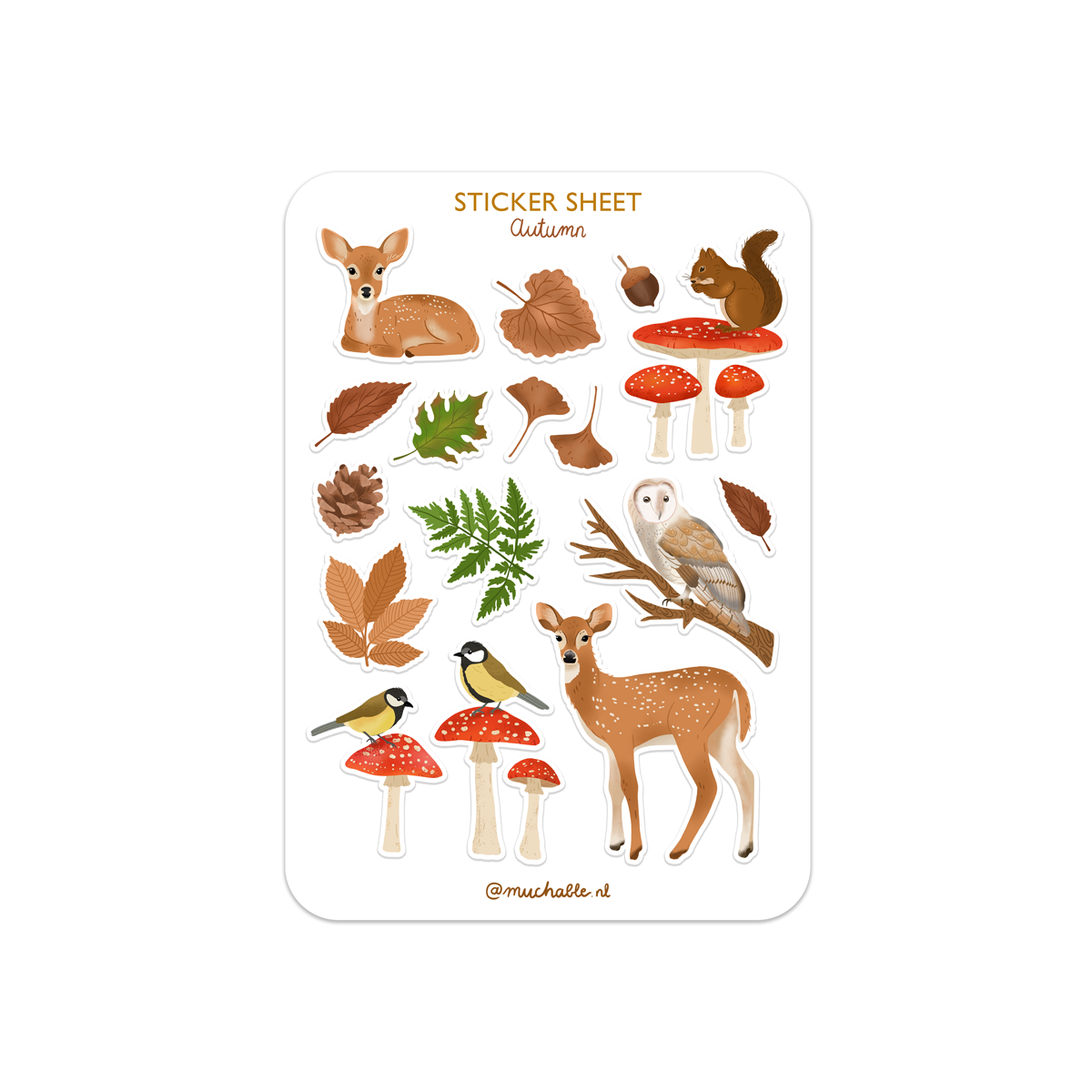 Stickerbogen gestanzt – Herbst/Herbst – Hirsche, Pilze, Blätter