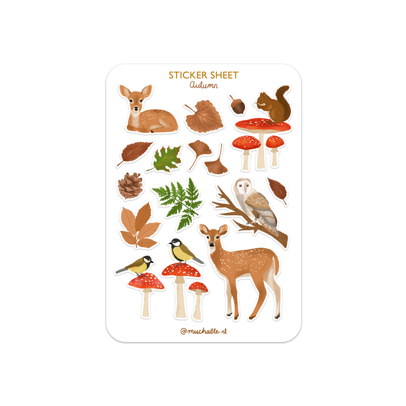 Troquelado de hoja de pegatinas - Otoño/otoño - ciervos, setas, hojas