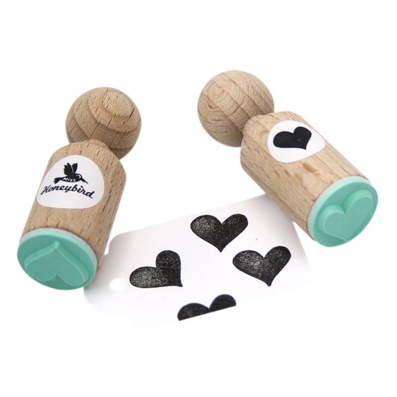 Niet symmetrische hartvorm Mini houten stempel