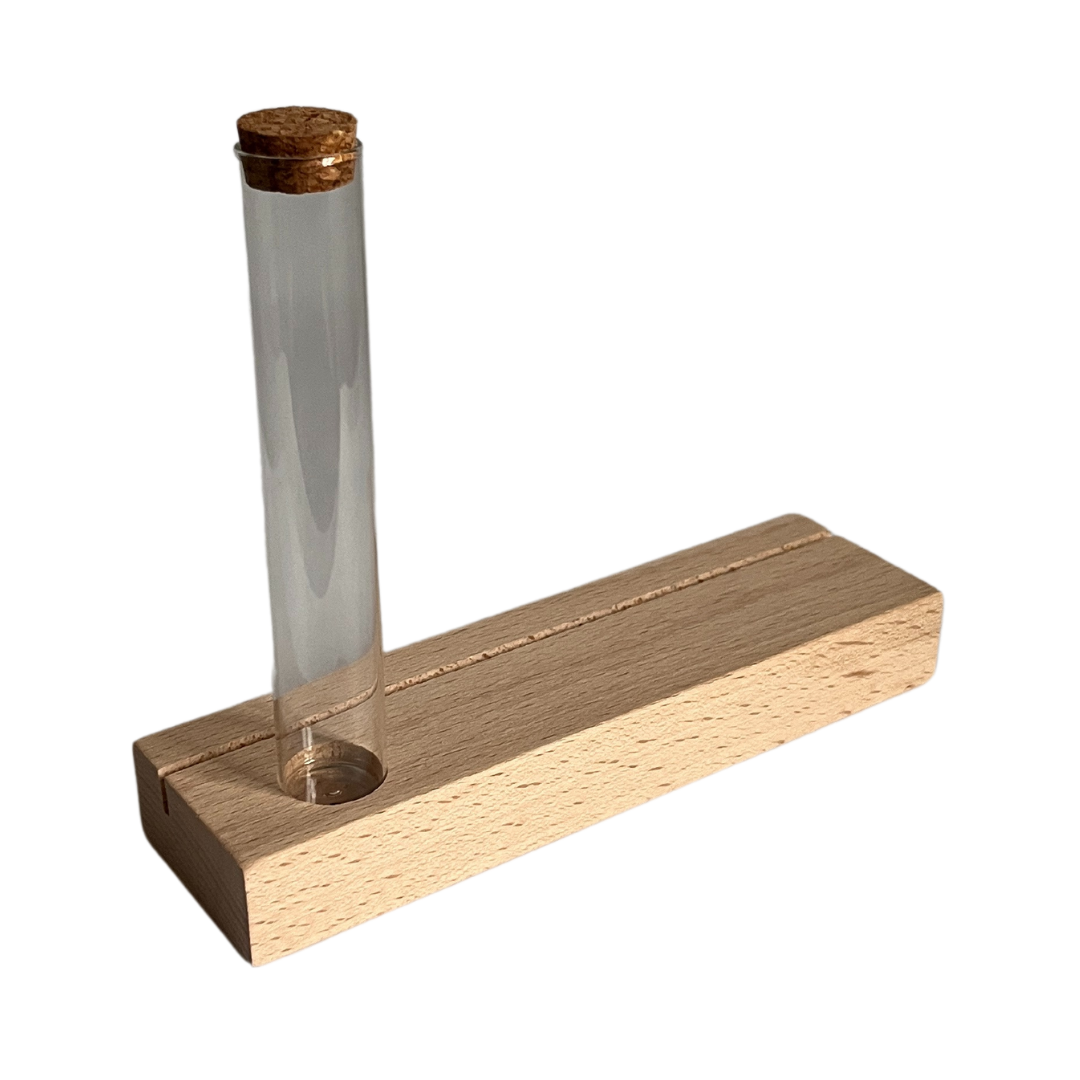 Kartenhalter aus Holz MIT Reagenzglas
