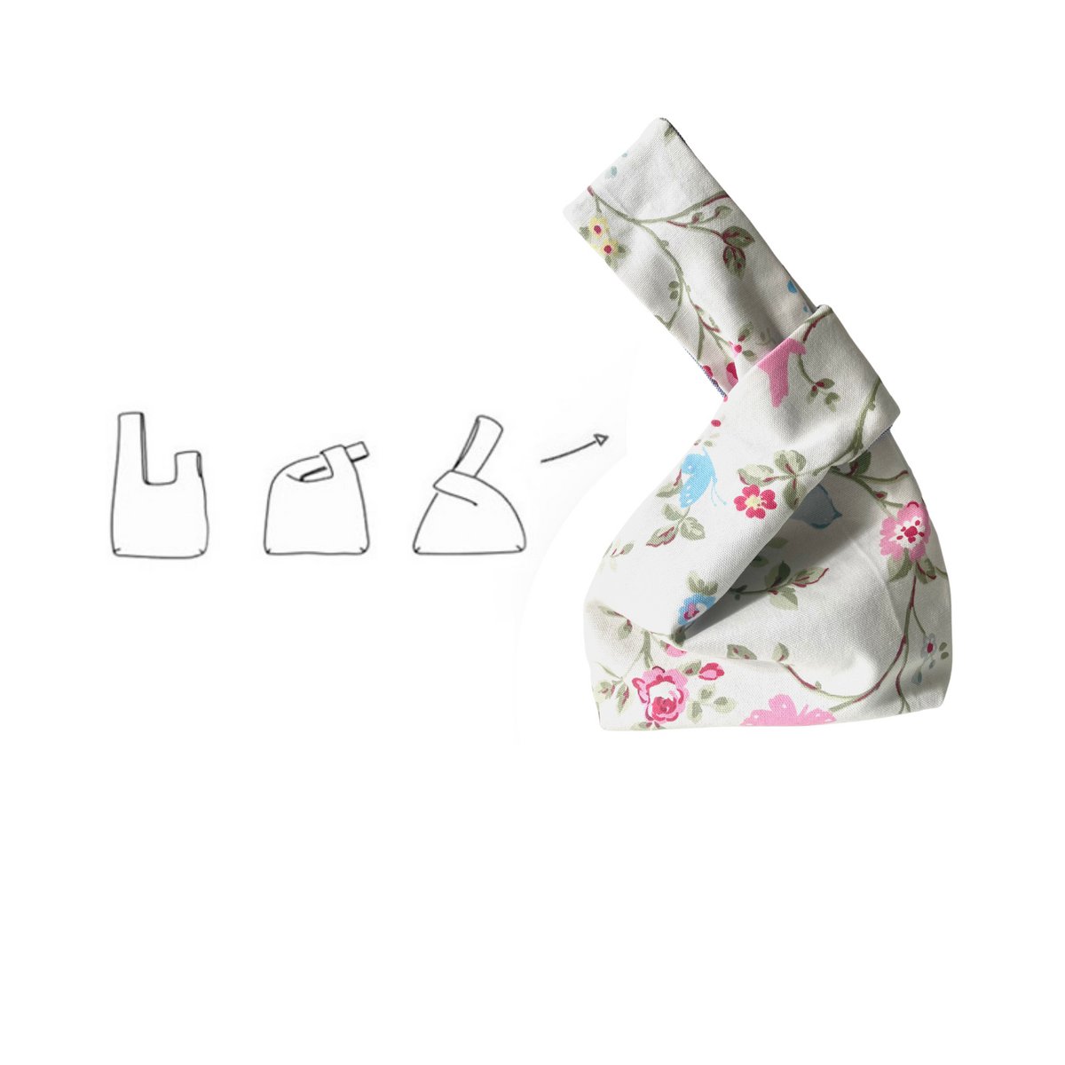 Rose Garden Japanese knot bag