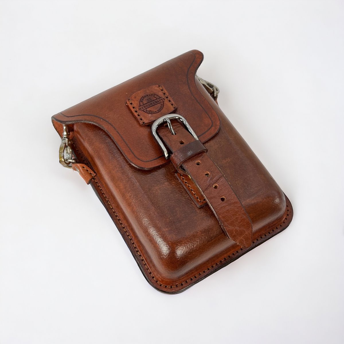 Handgemaakte lederen crossbody tas - korst koeienhuid leer