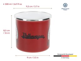 Volkswagen VW T1 Bus Emaljekrus 500ml i gaveæske - Vintage/Rød