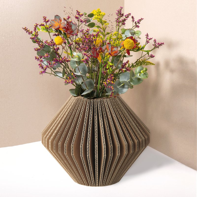 Assortiment van 3 opvouwbare kartonnen vazen ​​"Hide and Seek"