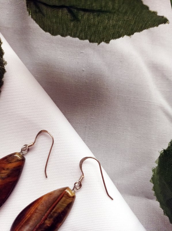 Tiger Eye Sterling Silver Earrings, Tiger Eye Teardrops, Tiger Eye Drop Earrings, Gemstone Earrings | by nlanlaVictory