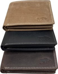 Arrigo men's wallet in Billfold model of cognac-colored buffalo leather