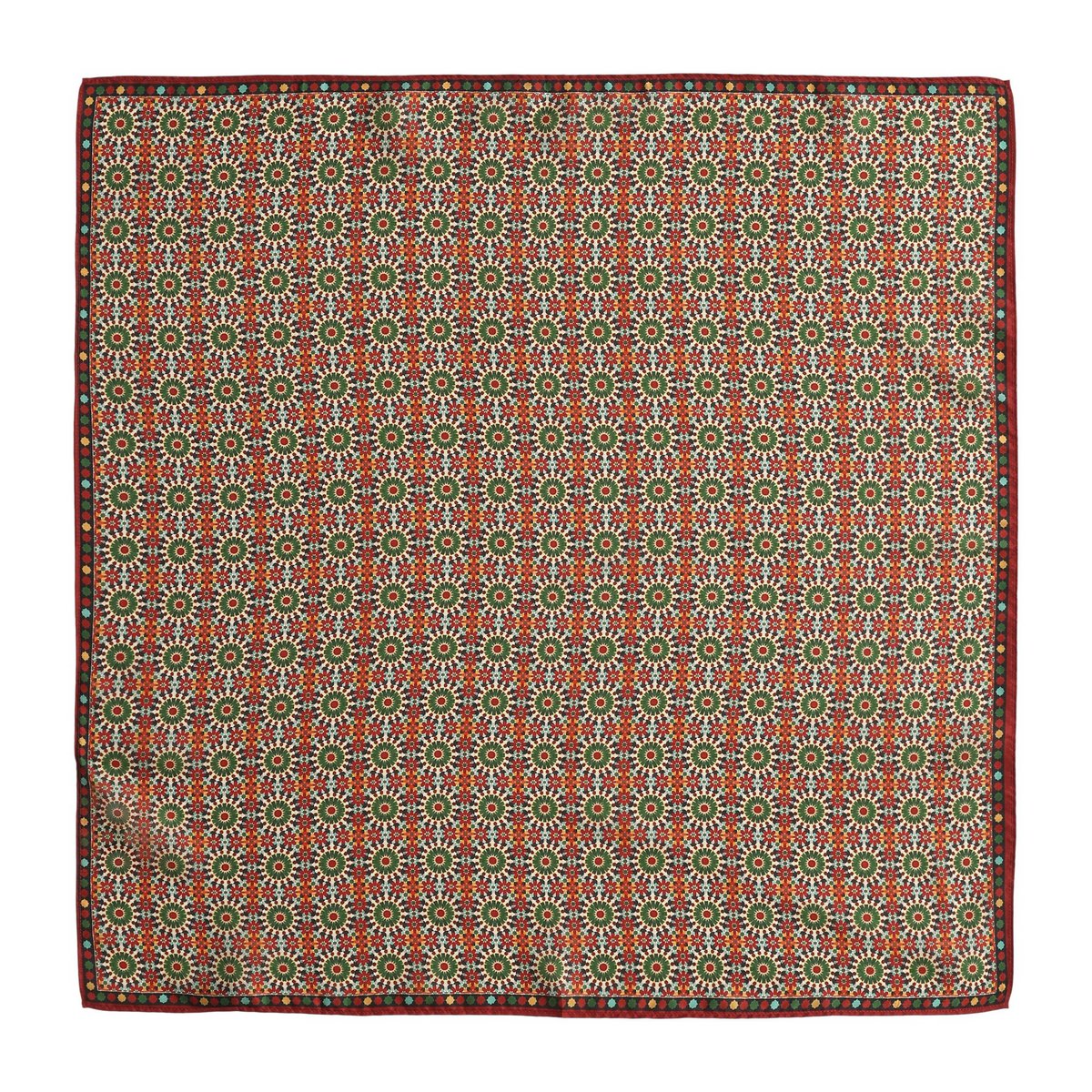 Red and Green Silk Square Scarf Zubaida