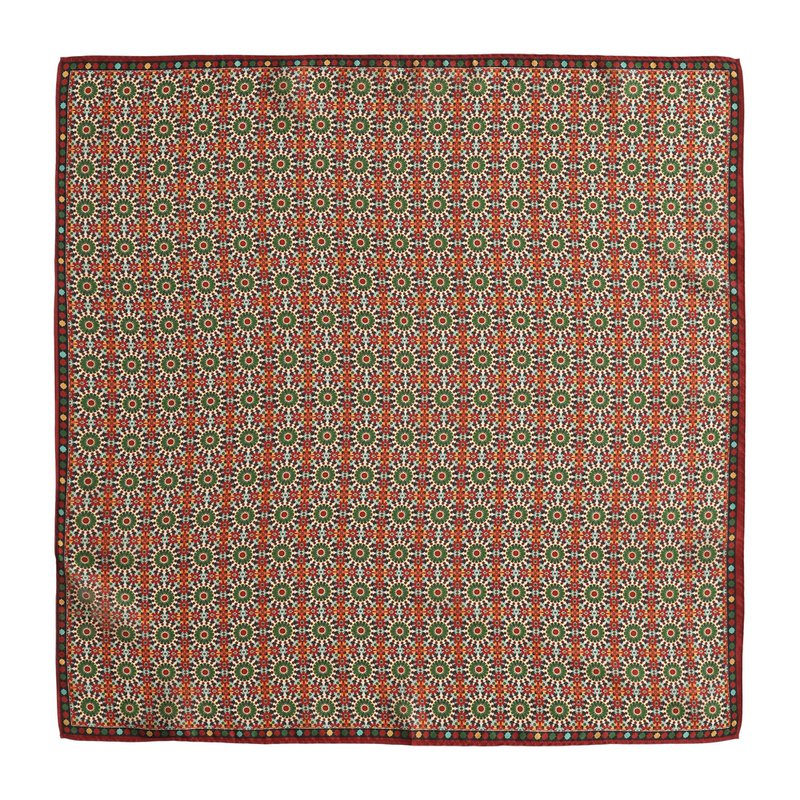 Red and Green Silk Square Scarf Zubaida
