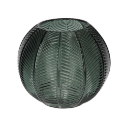 Decorative green glass candle jar Ø15x13 cm