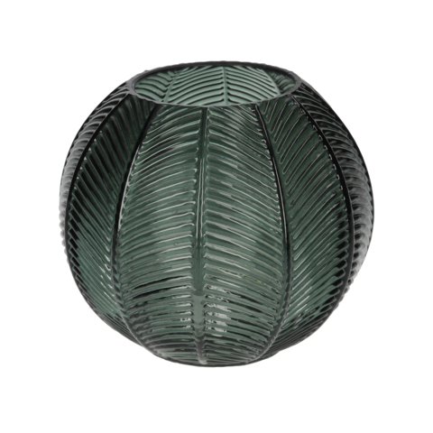Decoratieve groene glazen kaarsenpot Ø15x13 cm