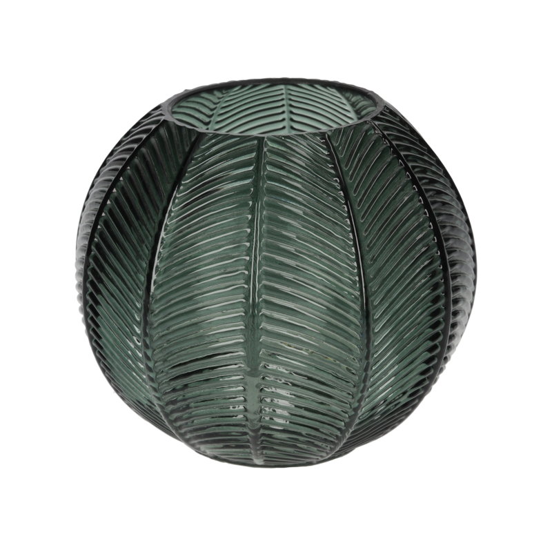 Decorative green glass candle jar Ø15x13 cm