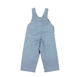 Jardineiras Calças Unisexo Sarja Riscas Azul/Branco