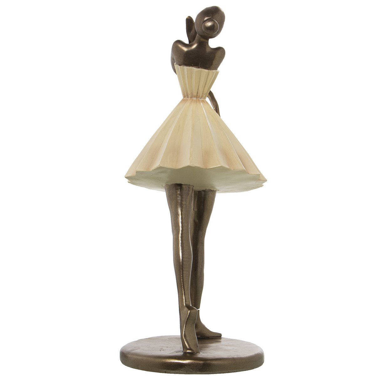 CREME/GOLD TÄNZERIN HARZFIGUR 14X13X30CM ST50403