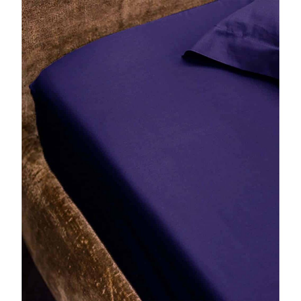 Prześcieradło satynowe z gumą Solid Indigo