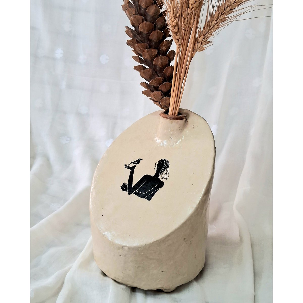 Vase | Handcrafted Papier mâch Fresh Dry Flowers Lightweight