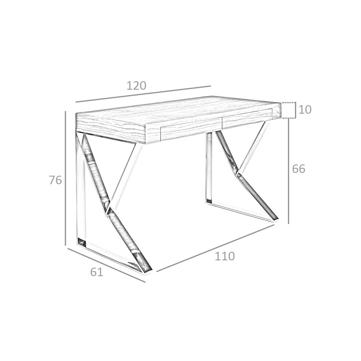 White wooden office desk and chrome steel