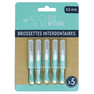 Set van 5 interdentale borstels 0,5 mm - natuurlijk gevoel