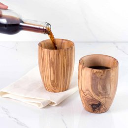 Grande tazza in legno d'ulivo fatta a mano