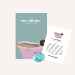  A set of natural crystals and stones in pastel colors, designed to help with healing and wellness. The product is titled "Stone MOMENTS - Get well soon" and is categorized as Crystals.