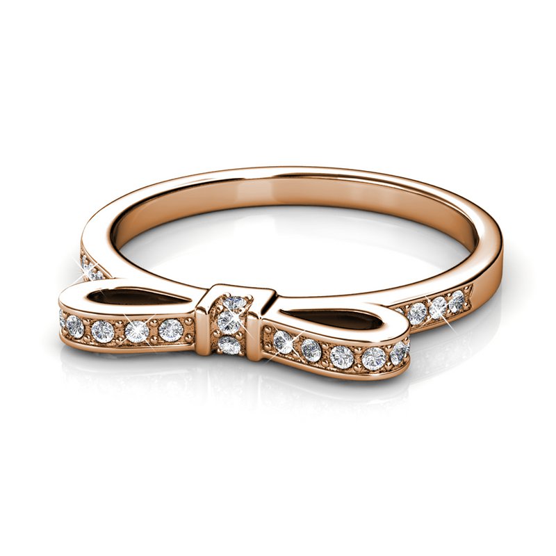 Pierścień wstążki - Rosé Gold and Crystal