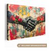 Canvas schilderij - Wanddecoratie Graffiti - Rozen - Handen - Street art - Muurdecoratie woonkamer - Slaapkamer decoratie - Kamer accessoires - Schilderijen op canvas