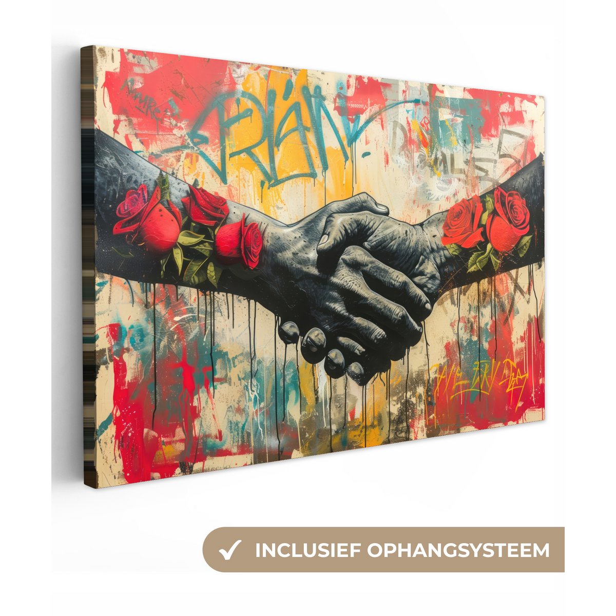 Malowanie na płótnie - Graffiti dekoracji ściennej - Róże - Hands - Street Art - Dekoracja ścienna salon - Dekoracja sypialni - Akcesoria do pokoju - Obrazy na płótnie