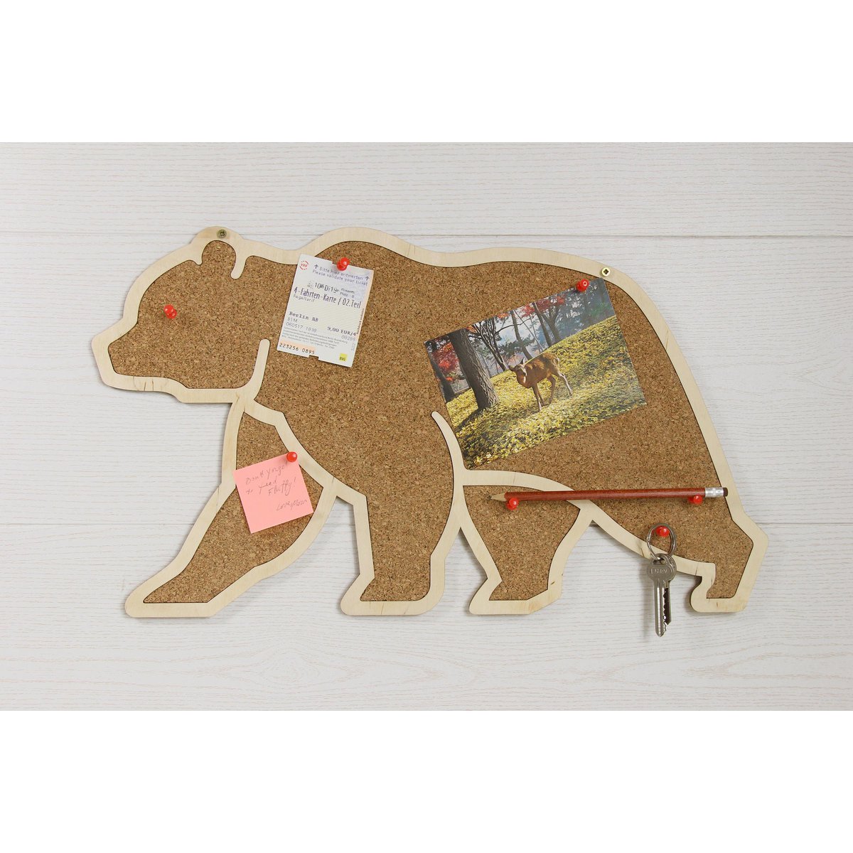 Bacheca di sughero, a forma di orso di sughero, orso decorativo da parete