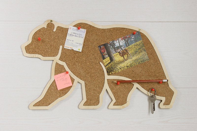 Bacheca di sughero, a forma di orso di sughero, orso decorativo da parete