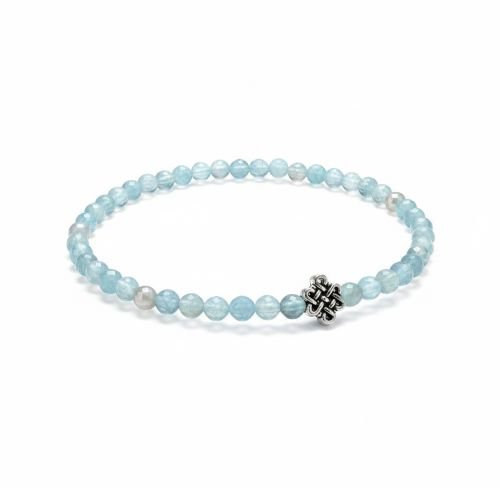 Women's bracelet Chalcedony 4 mm with infinite lucky knot