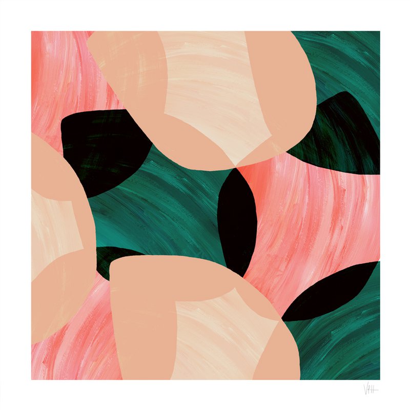 Green and Pink Abstract Shells Art Print