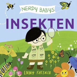 A colorful children's book cover featuring a young astronaut and various space-themed illustrations. The book is titled "Nerdy Babies - Weltall" which translates to "Nerdy Babies - Space" in English.