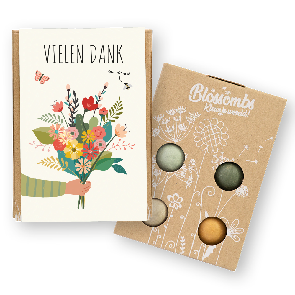 Geschenkbox Mini mit 4 Samenbomben - Vielen Dank