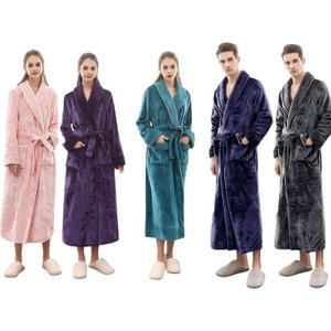 Bathleet Flanell »Lange saunamjas met zakken en kraag in wafellook» Zachte ochtendmantel »Lum Off Bath Coat