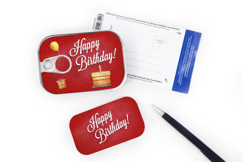 Dosenpost "Happy Birthday"