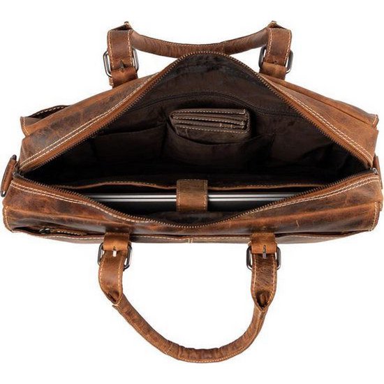 Bolso de hombro de búfalos con manijas Cognac Arrigo