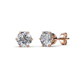 Solitaire M oorbellen - rosé goud en kristal