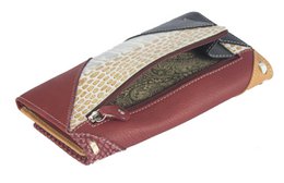 Sunsa women's wallet. leather purse. Wallet with RFID protection. Sustainable wallet made from leather scraps. Large women's wallet with many credit card compartments - wallet/purses for women the best gift idea.