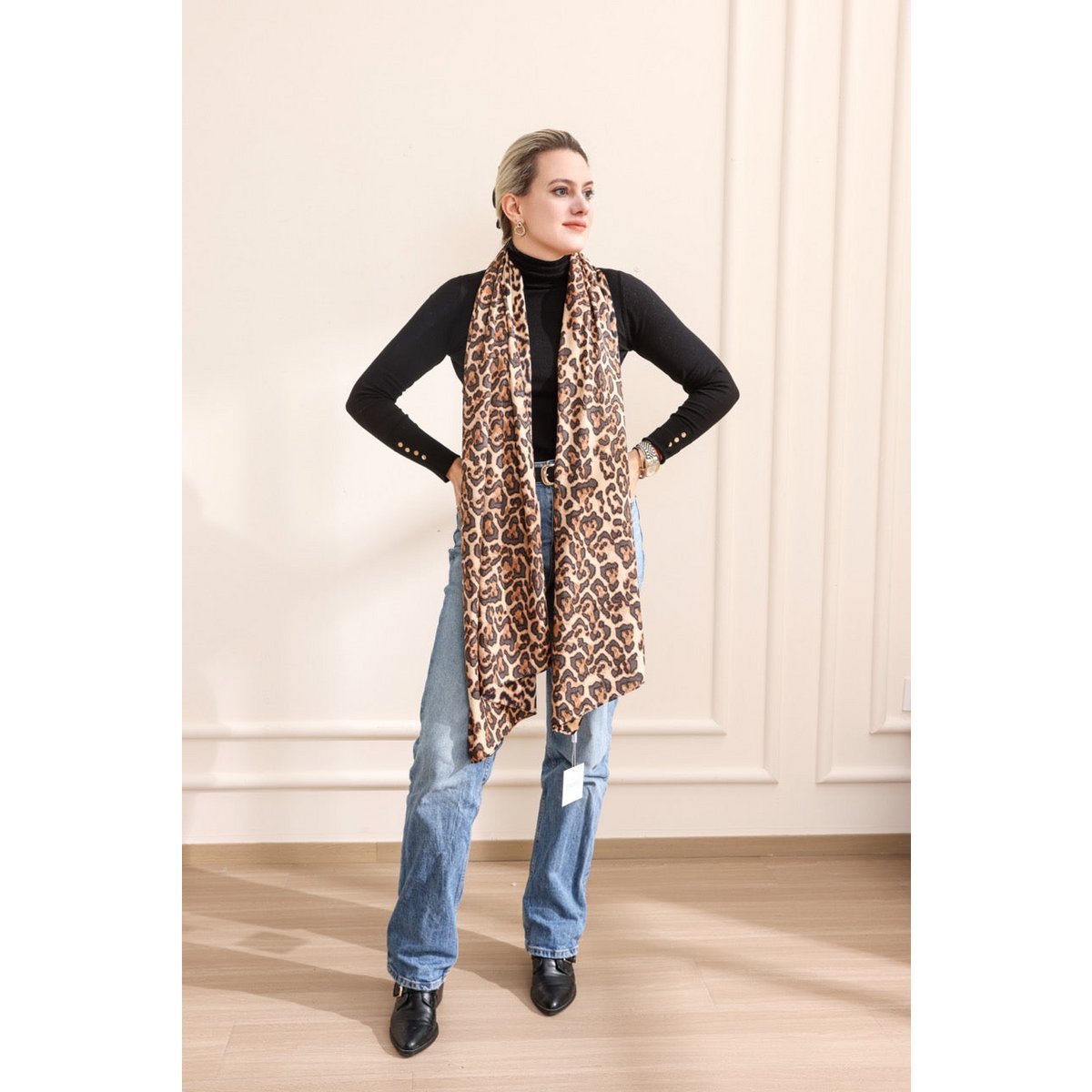 Scarf Satin Long Panter Print